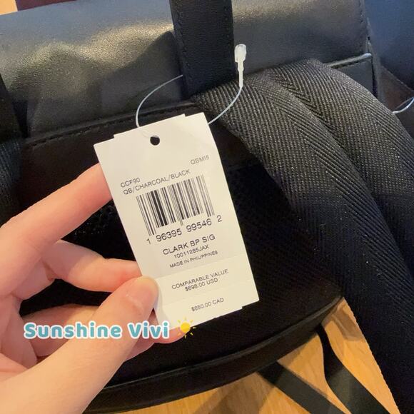 NWT COACH MEN'S Clark Backpack In Signature Canvas CCF90 Gunmetal/Charcoal/Black - Picture 3 of 6